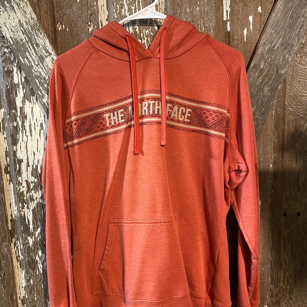 Orange north face hoodie